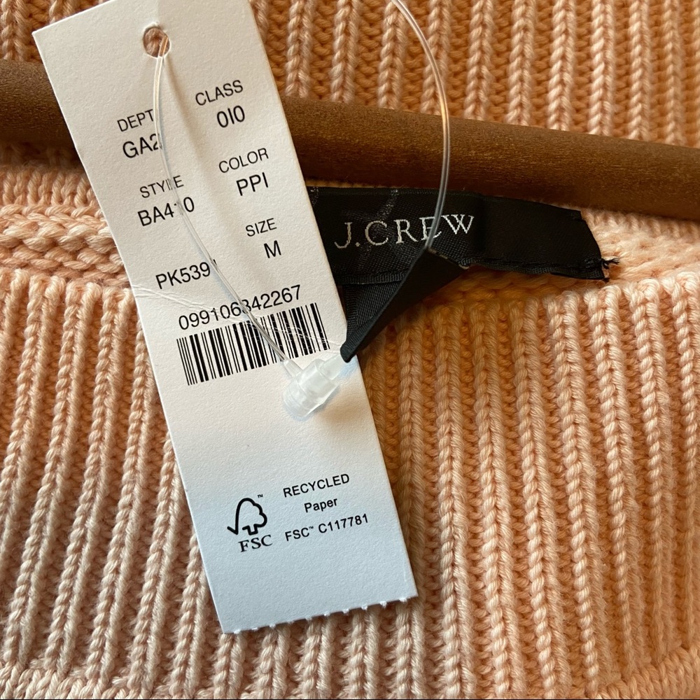 NWT J Crew M Relaxed-sleeve boatneck beach sweater soft pink peach - Picture 7 of 8